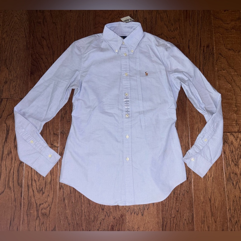 Polo Ralph Lauren Oxford Button Down Long Sleeve Shirt Blue Pony Logo Size Small